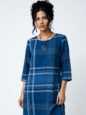 Seasalt Cornwall Newford Island Dress Blue 100% Cotton Pockets - Size US 8